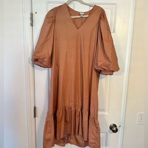 A New Day Puff Sleeve V Neck Midi Dress Fall